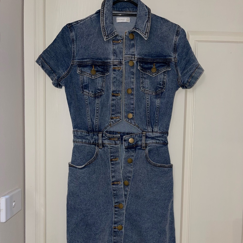 Kookai Denim Button Dress - Picture 2 of 5